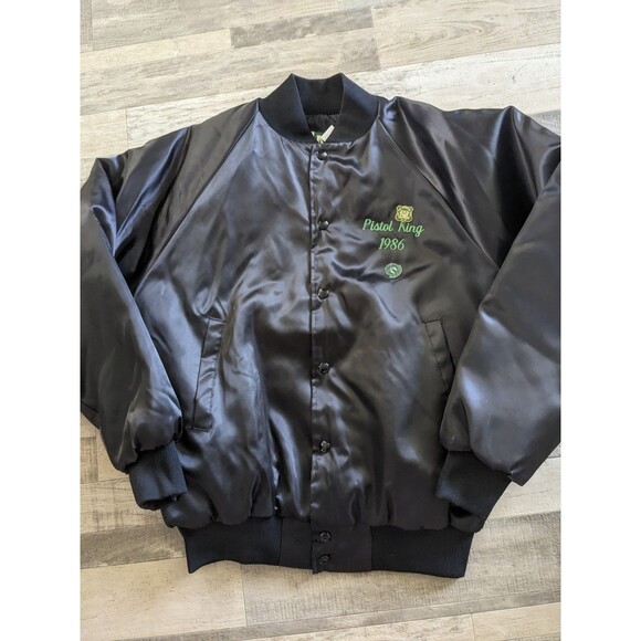 VTG Pistol King 1986 Brooklyn Schuetzen Corp + Pins Nylon Bomber Jckt Sz M OOAK - Picture 7 of 16
